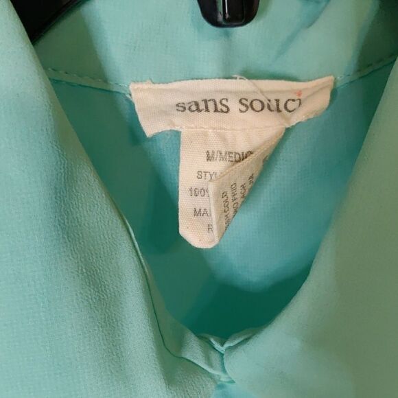 Sans Souci Hi-Low Sheer Mint Green Blouse Size‎ M - Picture 2 of 6